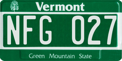 VT license plate NFG027