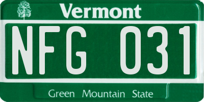 VT license plate NFG031