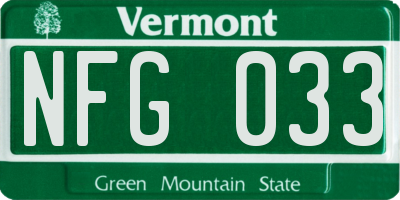 VT license plate NFG033
