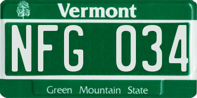 VT license plate NFG034