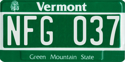 VT license plate NFG037