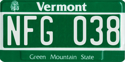 VT license plate NFG038