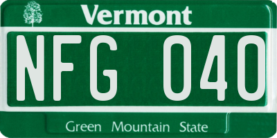VT license plate NFG040