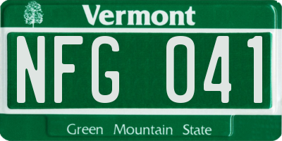 VT license plate NFG041