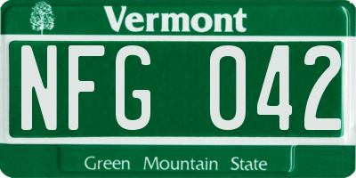 VT license plate NFG042