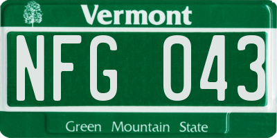 VT license plate NFG043