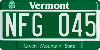 VT license plate NFG045