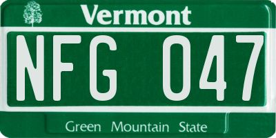 VT license plate NFG047