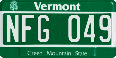 VT license plate NFG049