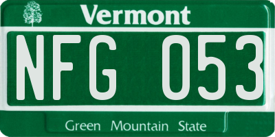 VT license plate NFG053