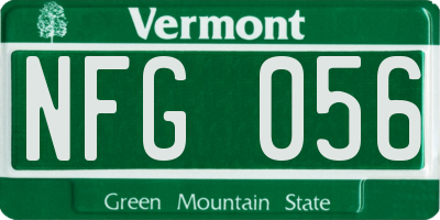 VT license plate NFG056