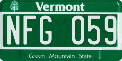 VT license plate NFG059