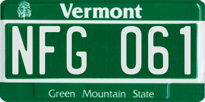 VT license plate NFG061