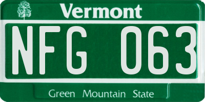VT license plate NFG063