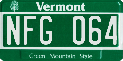 VT license plate NFG064