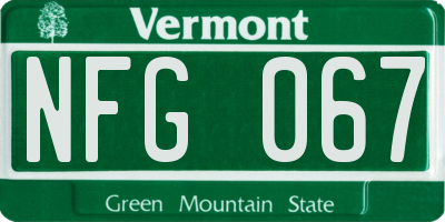 VT license plate NFG067