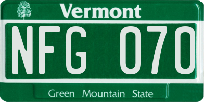 VT license plate NFG070