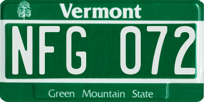 VT license plate NFG072