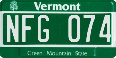 VT license plate NFG074