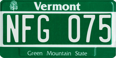 VT license plate NFG075