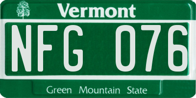 VT license plate NFG076