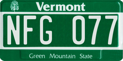 VT license plate NFG077