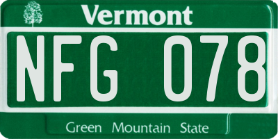 VT license plate NFG078