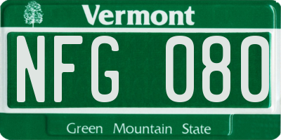 VT license plate NFG080