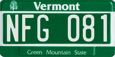 VT license plate NFG081