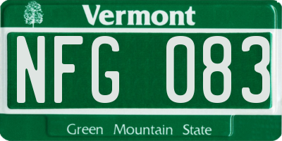 VT license plate NFG083