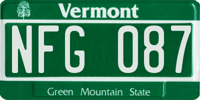 VT license plate NFG087