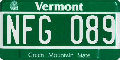 VT license plate NFG089