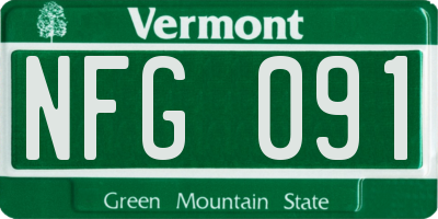 VT license plate NFG091