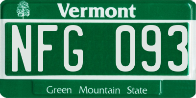 VT license plate NFG093