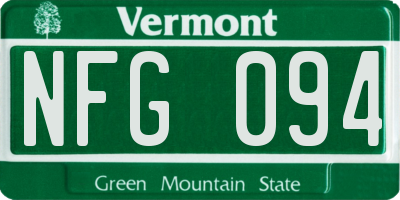 VT license plate NFG094