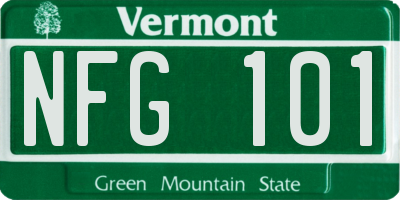 VT license plate NFG101