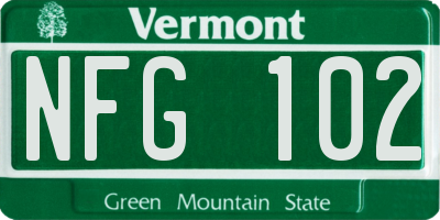 VT license plate NFG102