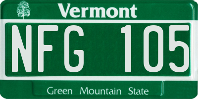 VT license plate NFG105