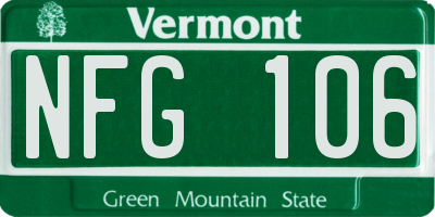 VT license plate NFG106