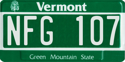 VT license plate NFG107