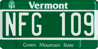 VT license plate NFG109
