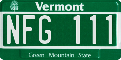 VT license plate NFG111