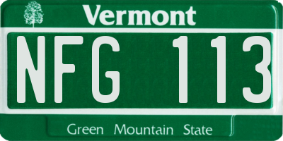 VT license plate NFG113