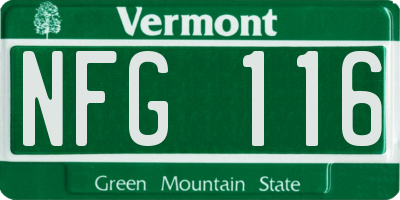 VT license plate NFG116