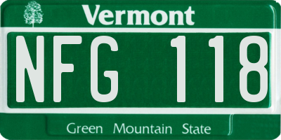 VT license plate NFG118