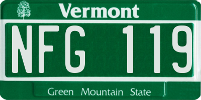 VT license plate NFG119