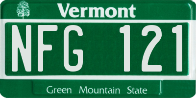 VT license plate NFG121