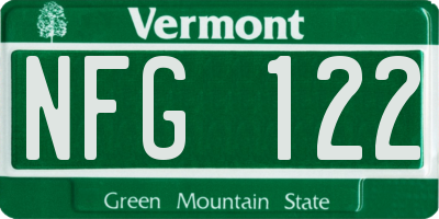 VT license plate NFG122