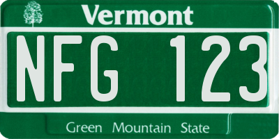 VT license plate NFG123