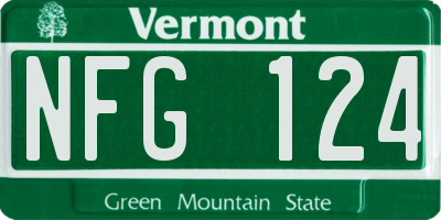 VT license plate NFG124